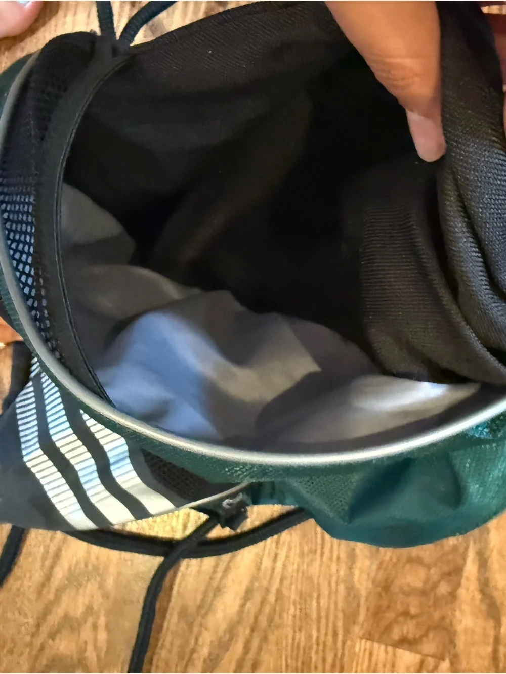 Adidas Dark Green and Black Drawstring Gym Bag
